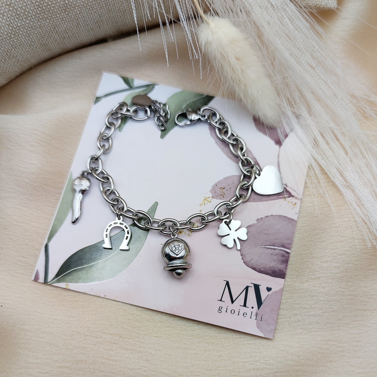 Bracciale campanella multicharms silver