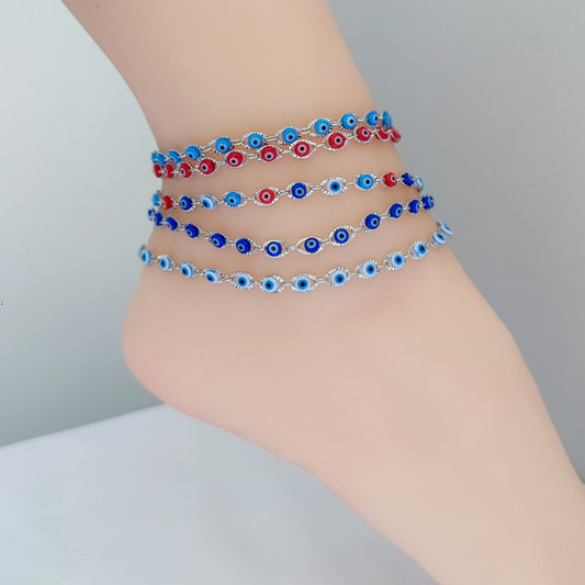 Cavigliera silver occhio blu