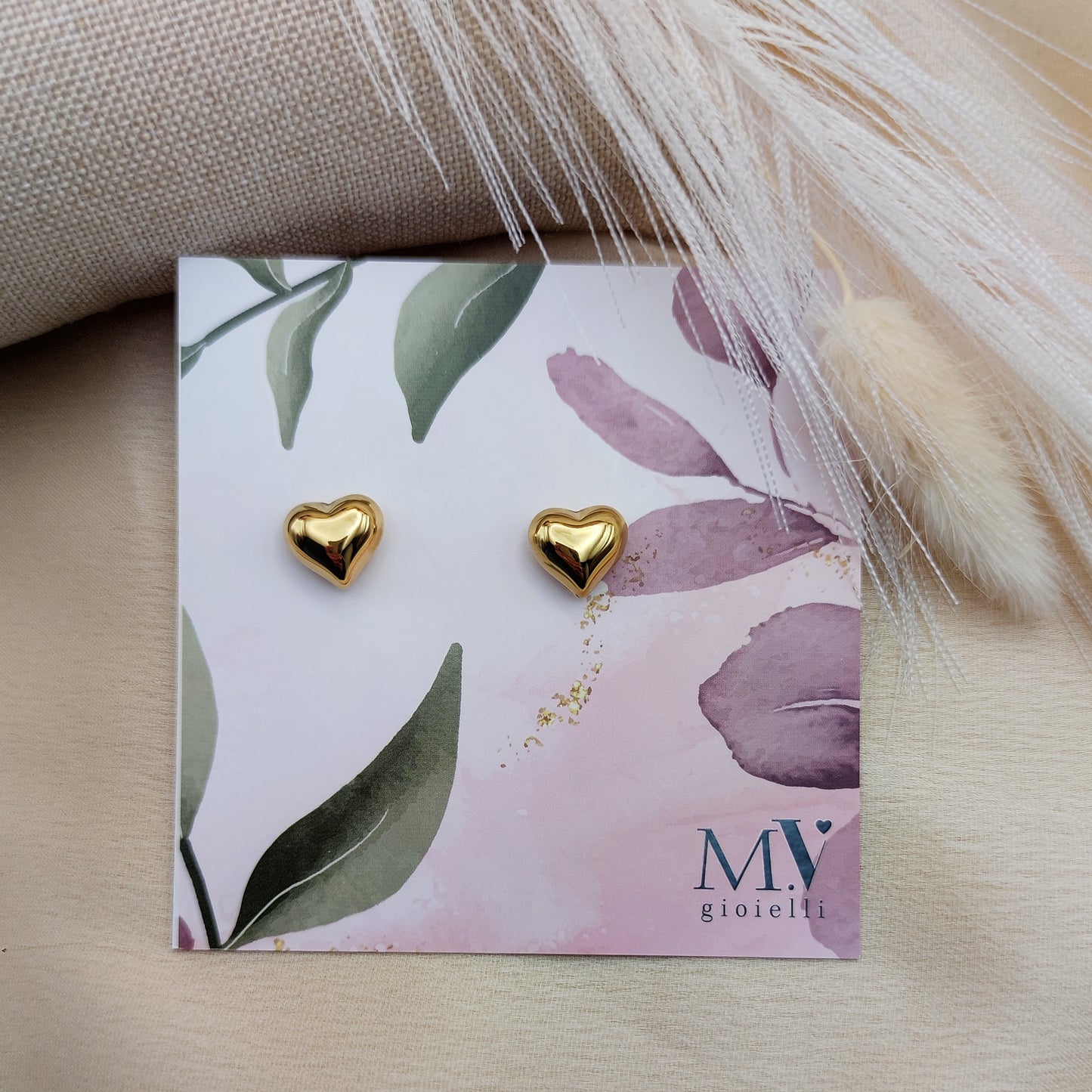Orecchini cuore bombato Gold