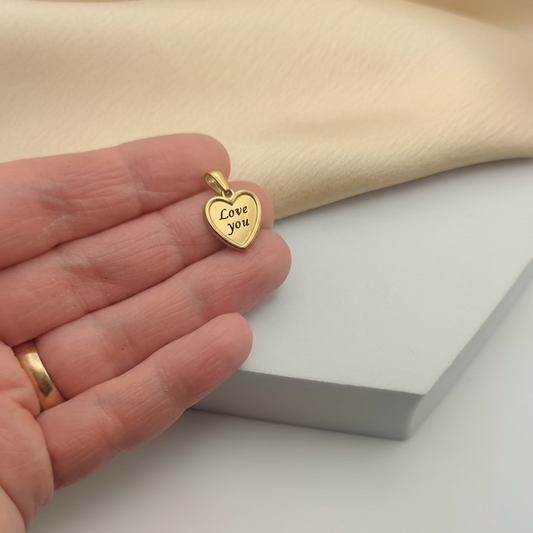 Ciondolo cuore cornice mini gold PERSONALIZZABILE