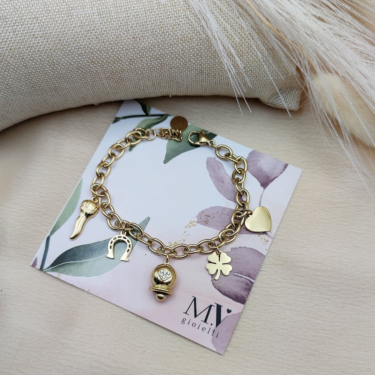 Bracciale campanella multicharms gold