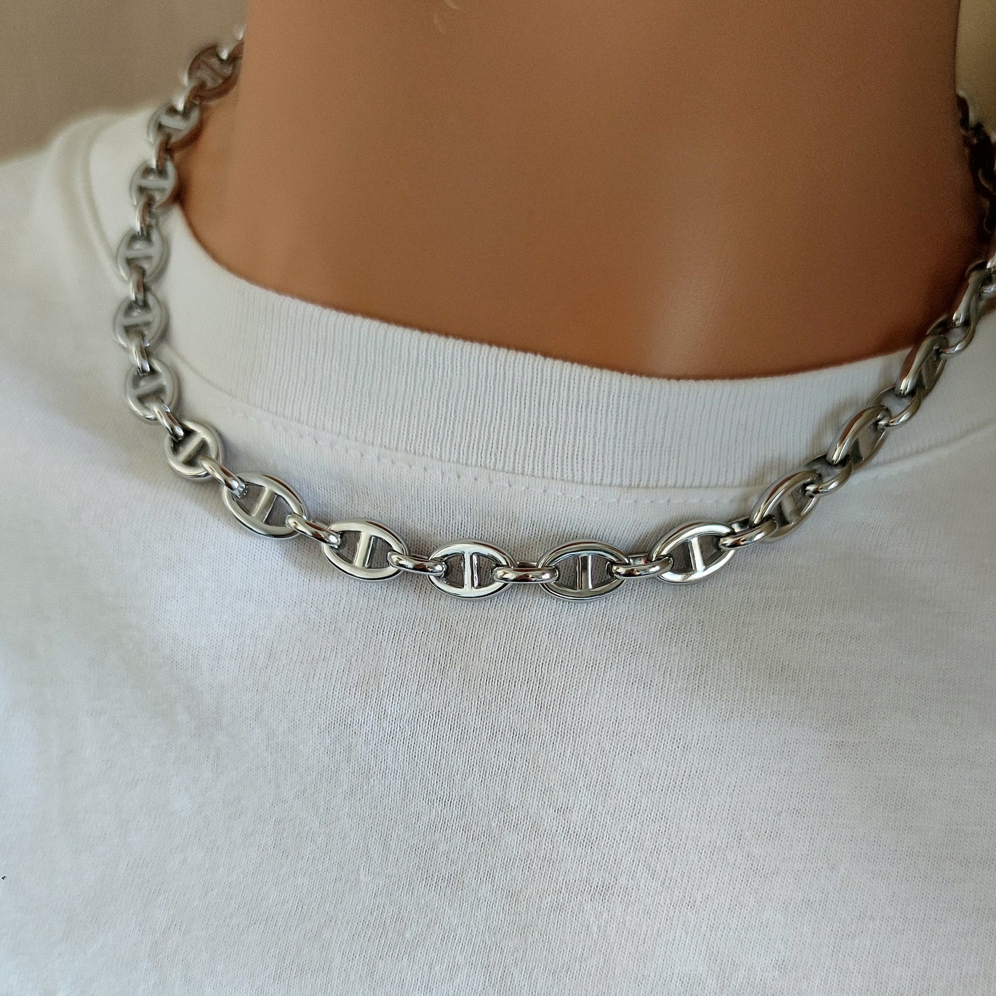 Collana catena ovale argento