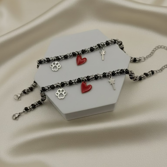 Bracciale nodini da uno a tre charms PERSONALIZZABILE