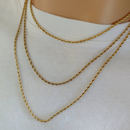 Collana tre fili torcion oro