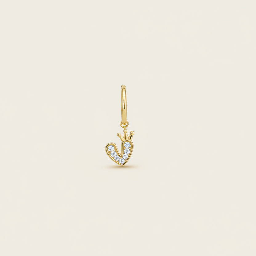 Charm cuore zirconia corona gold