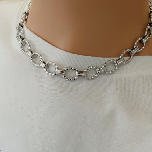 Collana intreccio ovale silver