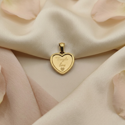 Ciondolo cuore cornice TI voglio bene gold