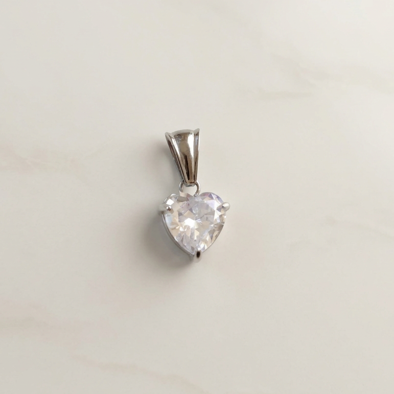 Cuore zircone silver biaco