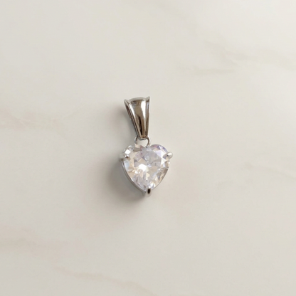Cuore zircone silver biaco