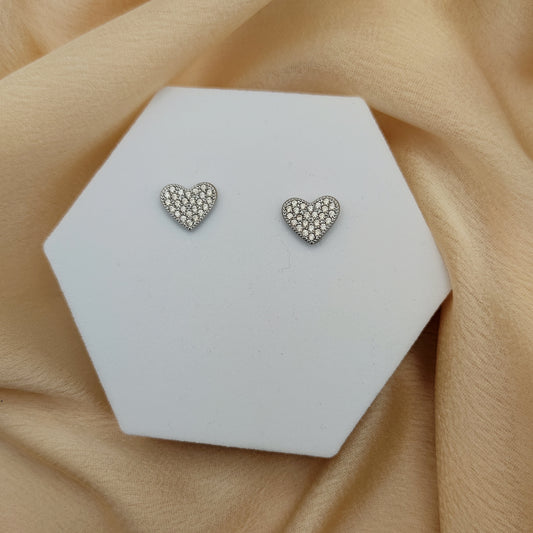 Orecchini cuoricini strass silver