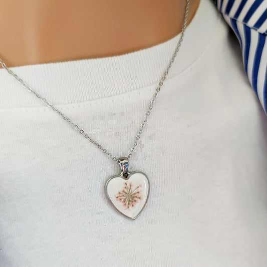 Collana fiore cuore silver