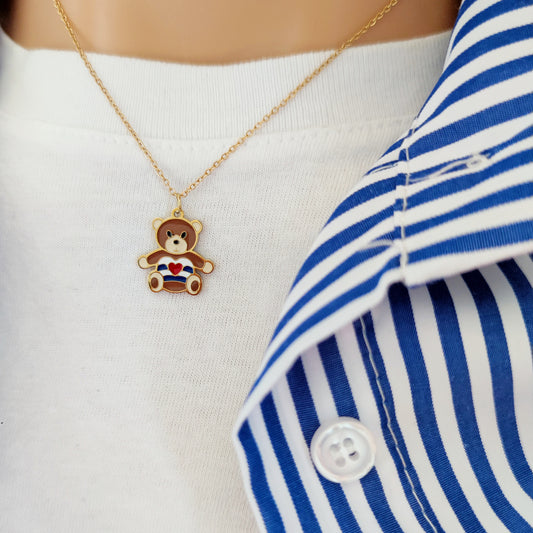 Collana orsetto smaltato gold