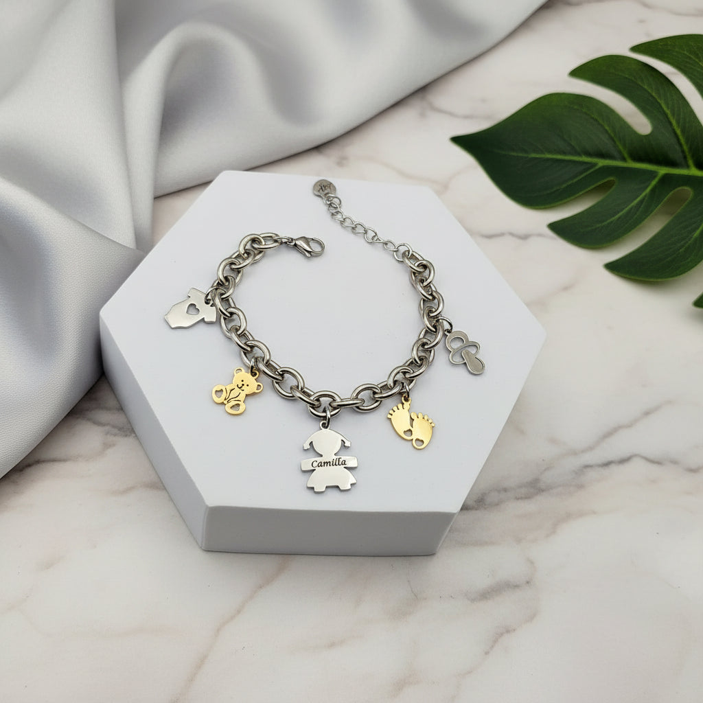 Bracciale bebè silver charms bicolor