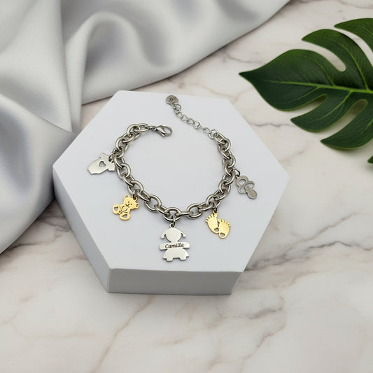 Bracciale bebè silver charms bicolor