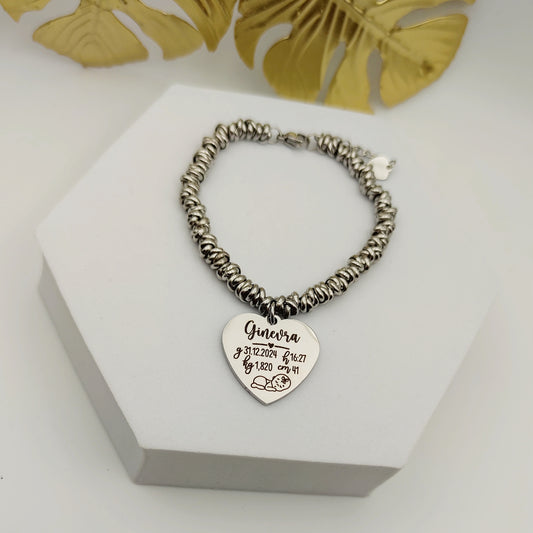 Bracciale cuore nascita PERSONALIZZABILE