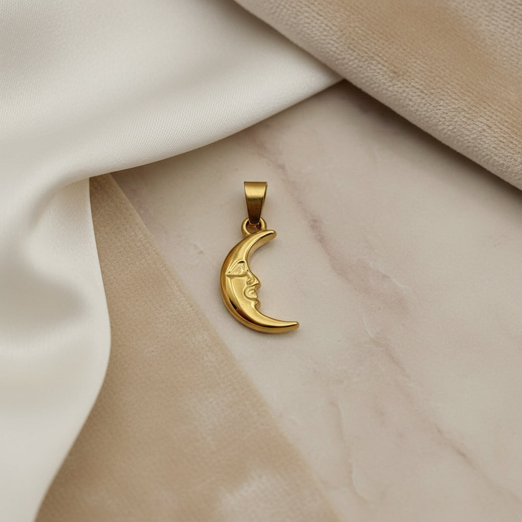 Ciondolo luna con volto acciaio