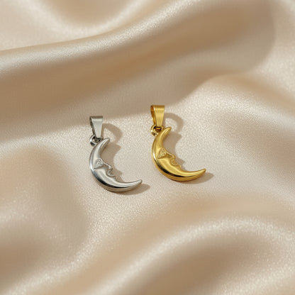 Ciondolo luna con volto acciaio