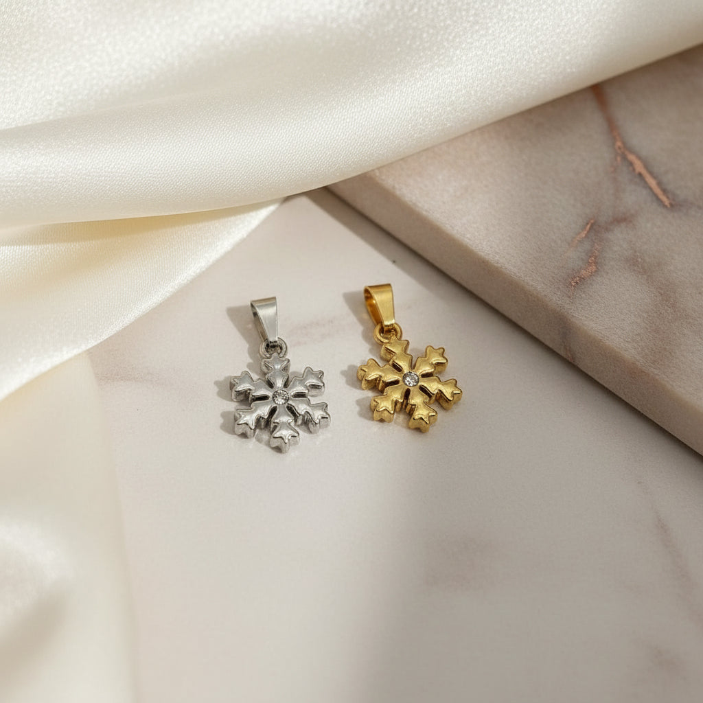 Ciondolo fiocco di neve acciaio argento