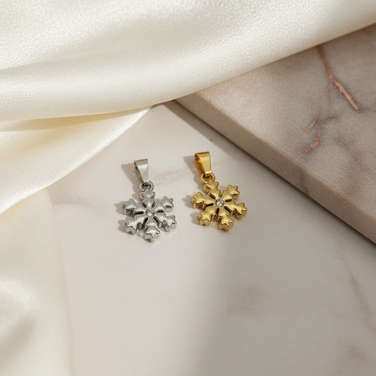 Ciondolo fiocco di neve acciaio argento