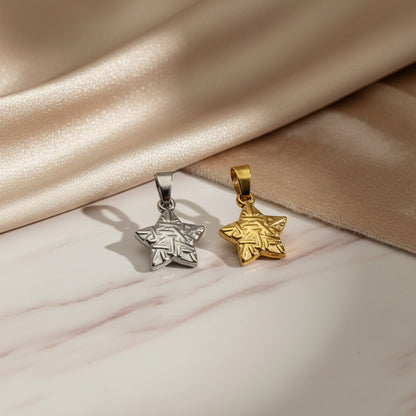 Ciondolo stella zig acciaio