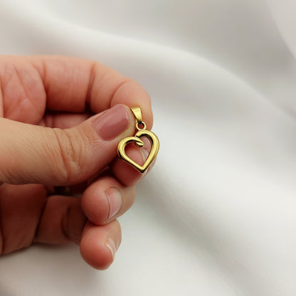 Ciondolo cuore vuoto acciaio