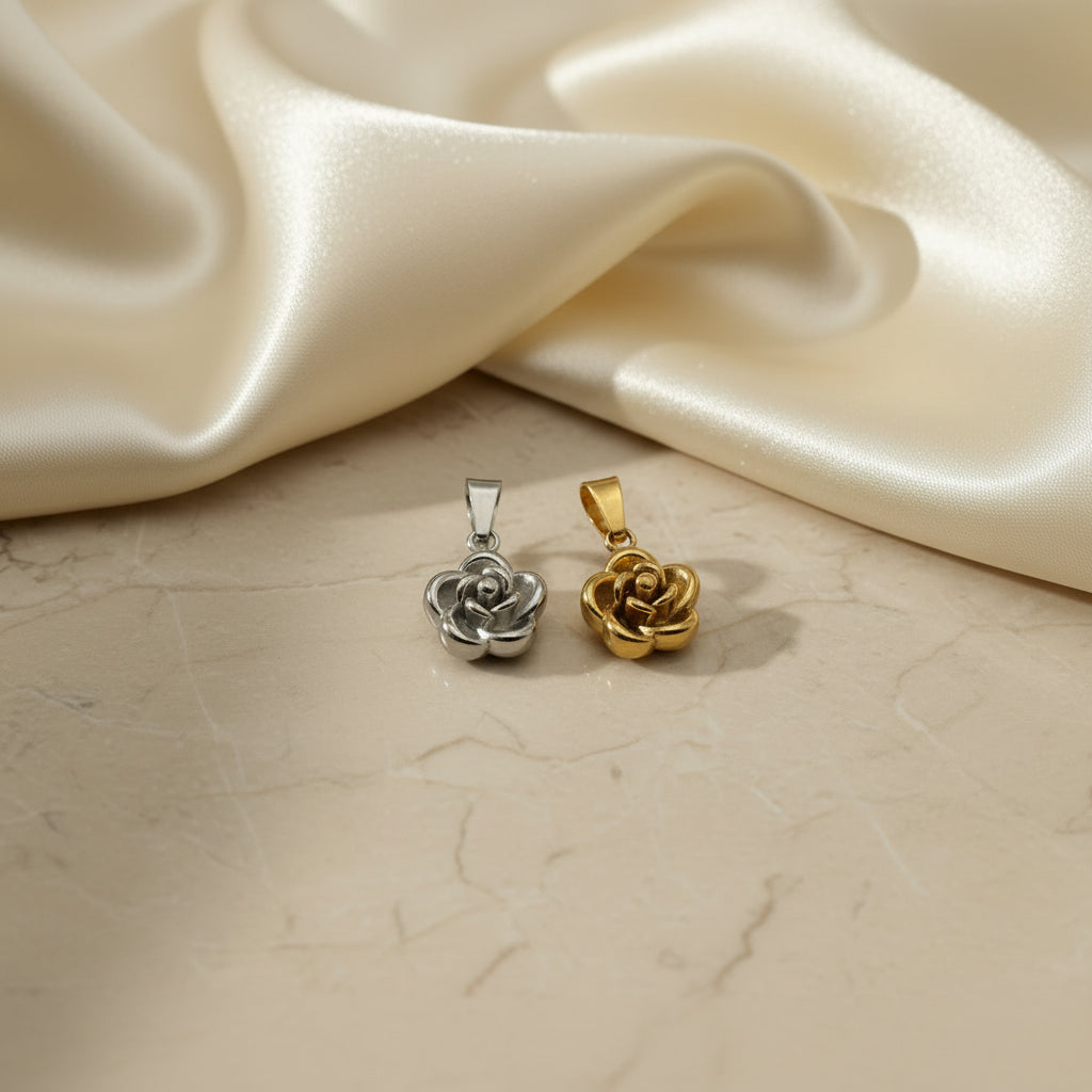 Ciondolo rosa acciao