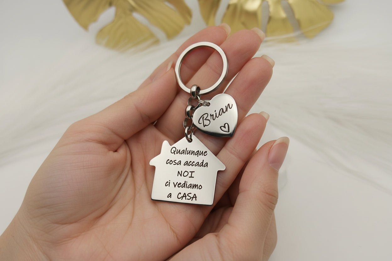 Portachiavi casetta e cuore PERSONALIZZABILE