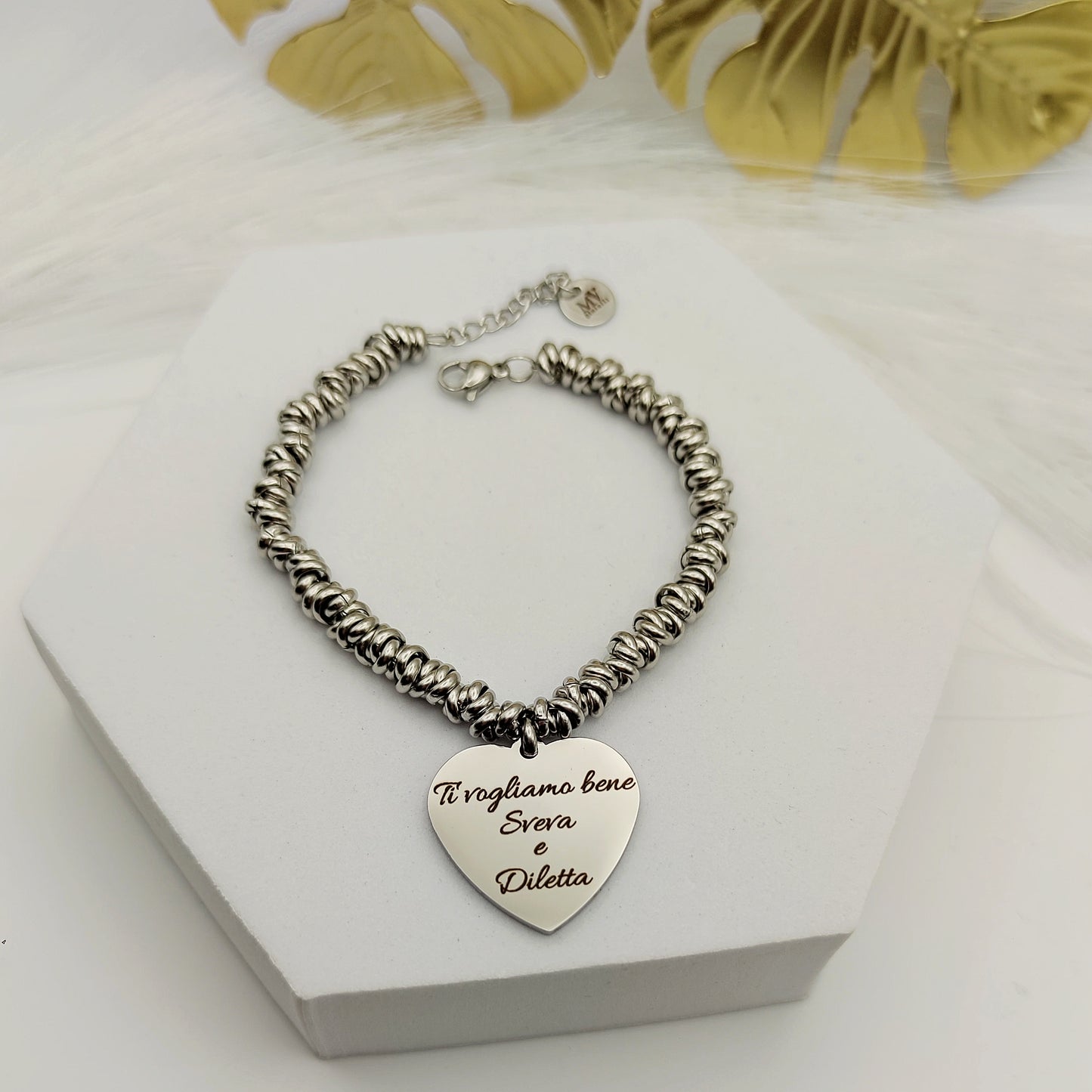 Bracciale nodini con cuore PERSONALIZZABILE