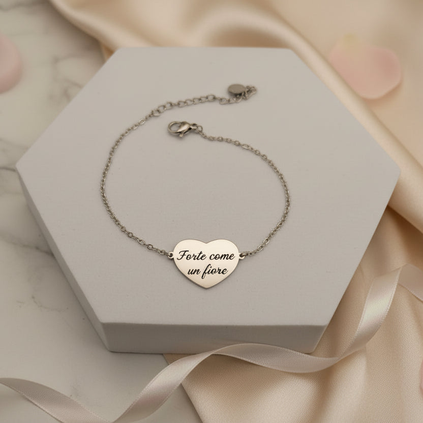 Bracciale placchetta cuore silver PERSONALIZZABILE