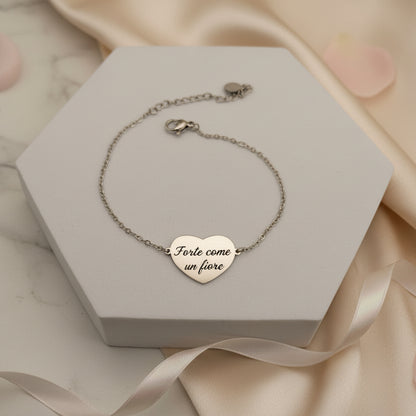 Bracciale placchetta cuore silver PERSONALIZZABILE