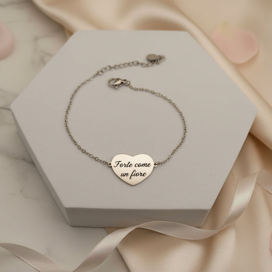 Bracciale placchetta cuore silver PERSONALIZZABILE