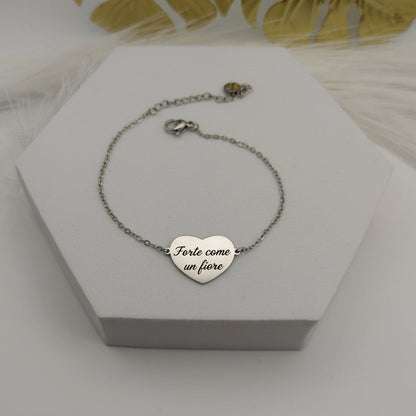 Bracciale placchetta cuore silver PERSONALIZZABILE