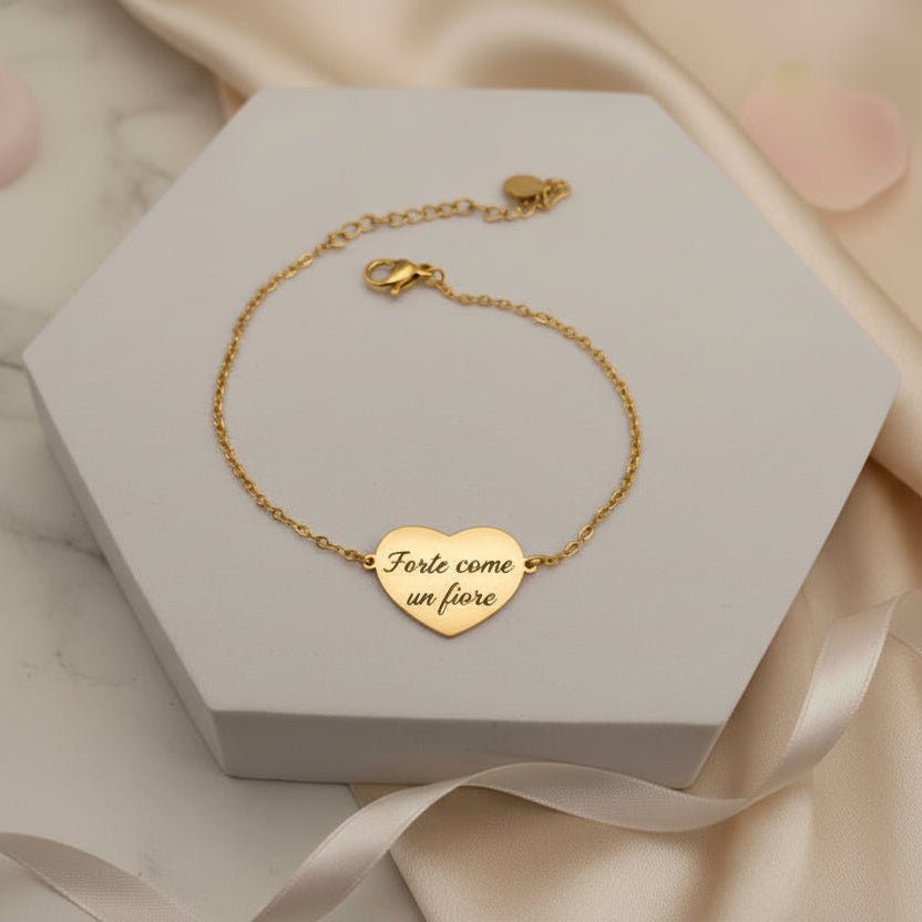 Bracciale placchetta cuore gold PERSONALIZZABILE