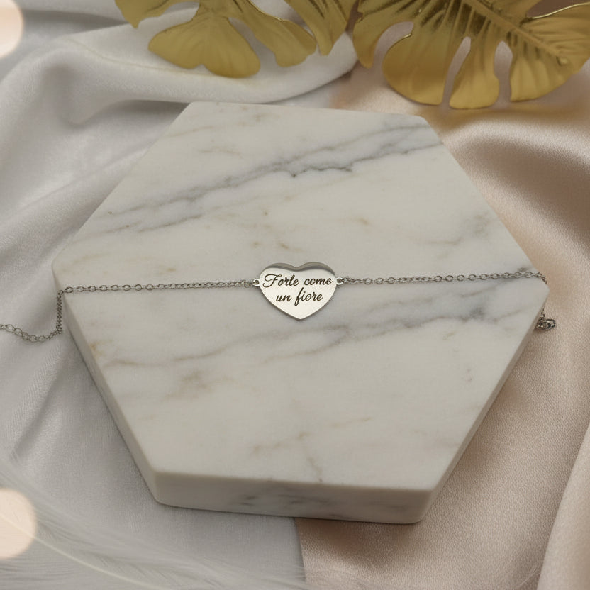 Bracciale placchetta cuore silver PERSONALIZZABILE