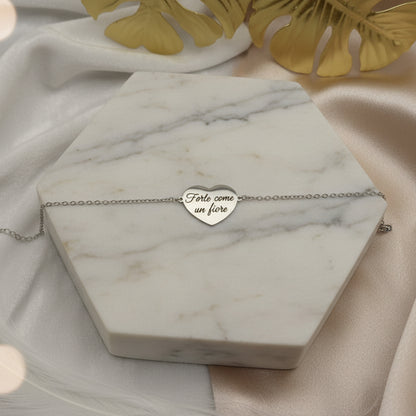Bracciale placchetta cuore silver PERSONALIZZABILE
