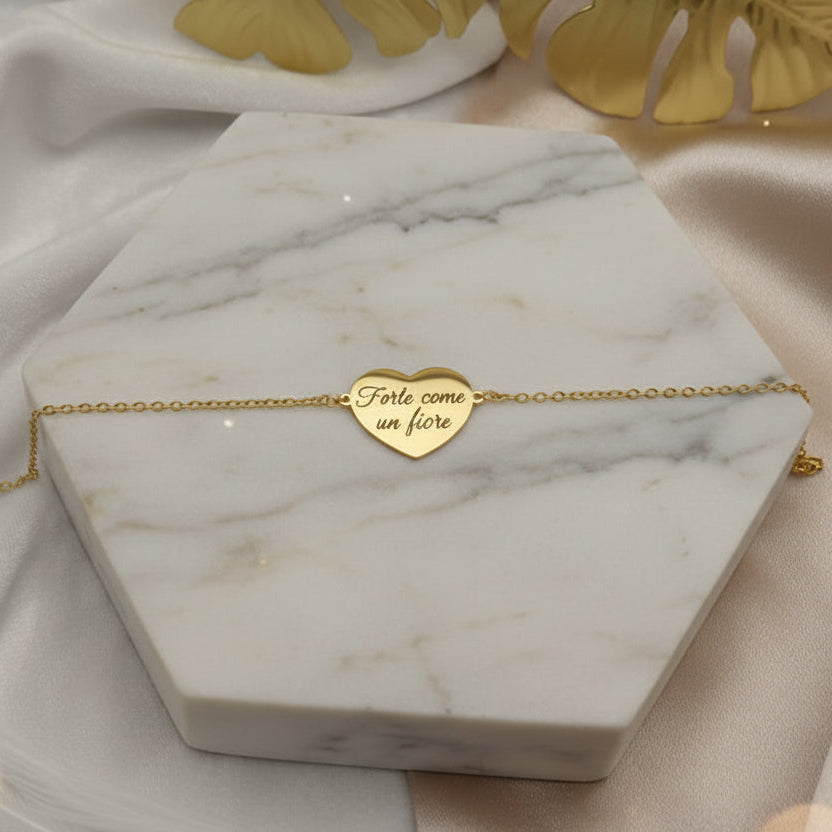 Bracciale placchetta cuore gold PERSONALIZZABILE