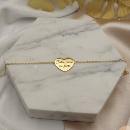 Bracciale placchetta cuore gold PERSONALIZZABILE