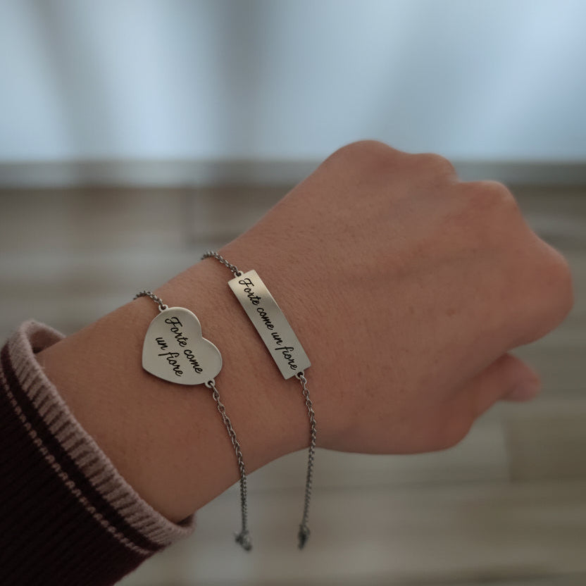 Bracciale placchetta cuore silver PERSONALIZZABILE