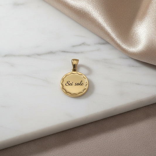 Ciondolo tondo soleil gold PERSONALIZZABILE