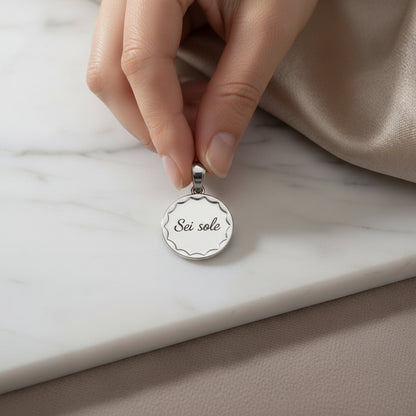 Ciondolo tondo soleil silver PERSONALIZZABILE