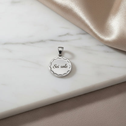 Ciondolo tondo soleil silver PERSONALIZZABILE