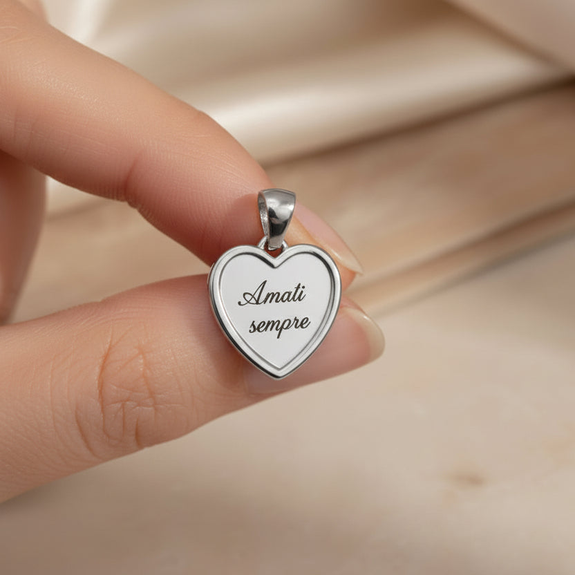 Ciondolo cuore cornice silver PERSONALIZZABILE