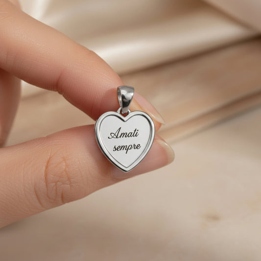 Ciondolo cuore cornice silver PERSONALIZZABILE