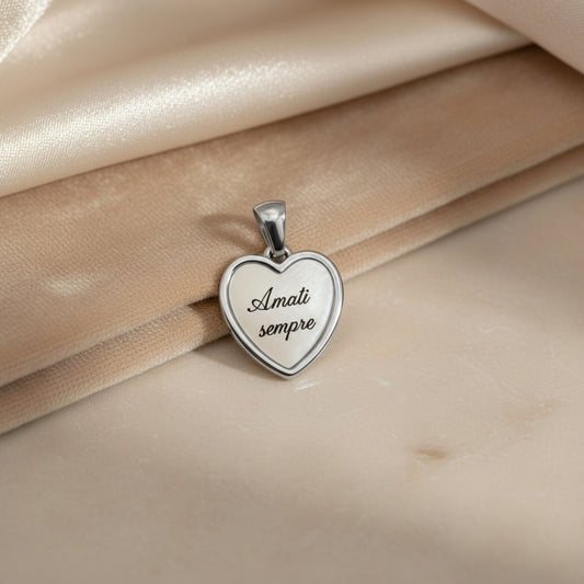 Ciondolo cuore cornice silver PERSONALIZZABILE