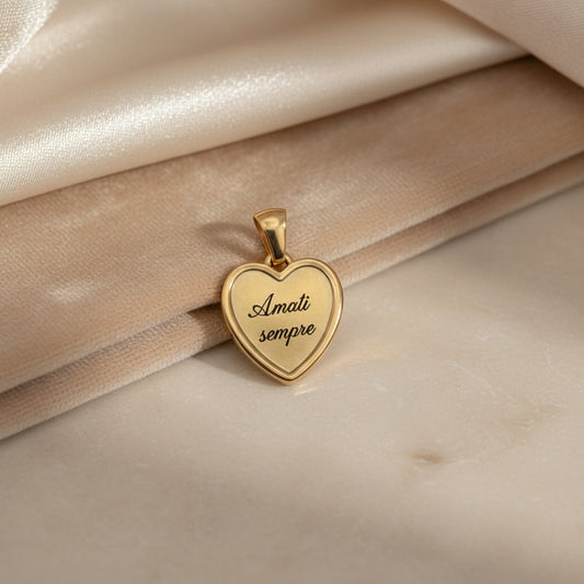 Ciondolo cuore cornice gold PERSONALIZZABILE