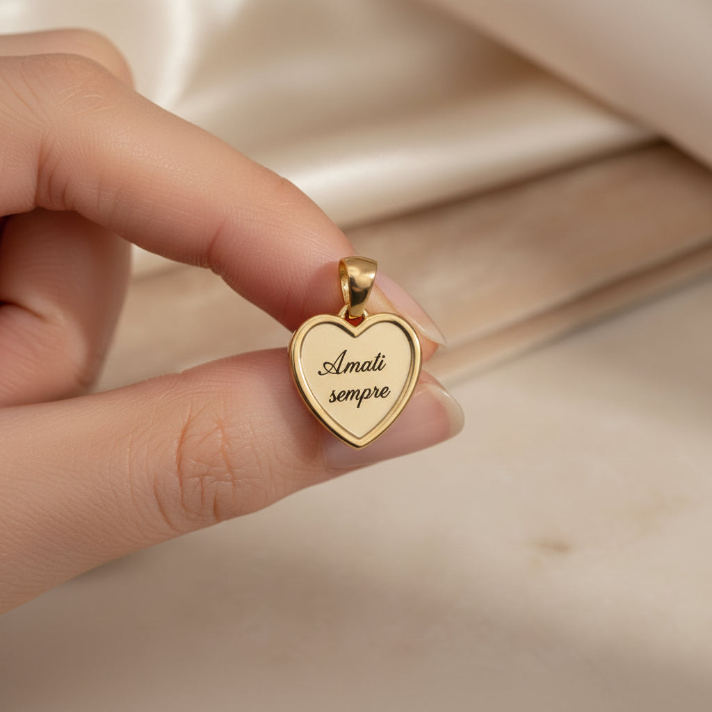 Ciondolo cuore cornice gold PERSONALIZZABILE