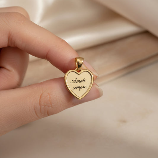 Ciondolo cuore cornice gold PERSONALIZZABILE