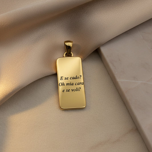 Ciondolo cornice rettangolare gold PERSONALIZZABILE