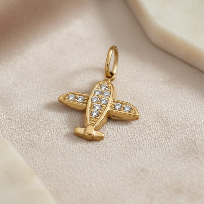 Ciondolo aereo strass gold