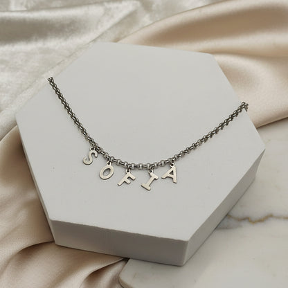 Collana con letterine lucide silver PERSONALIZZABILE a partire da €15,90